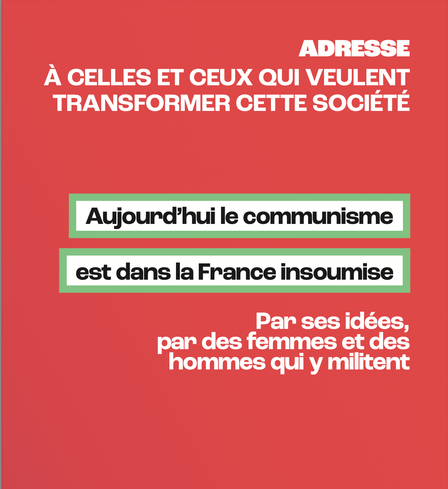 Adresse à celles et ceux qui veulent transformer cette société