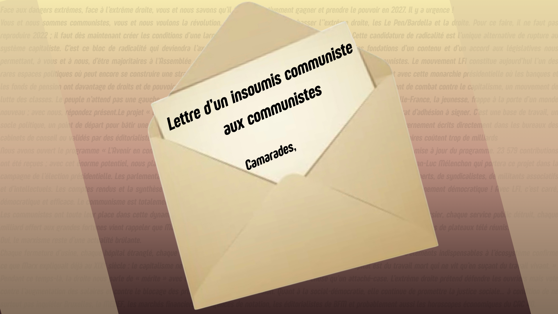 Lettre d’un insoumis communiste aux communistes image de l'article