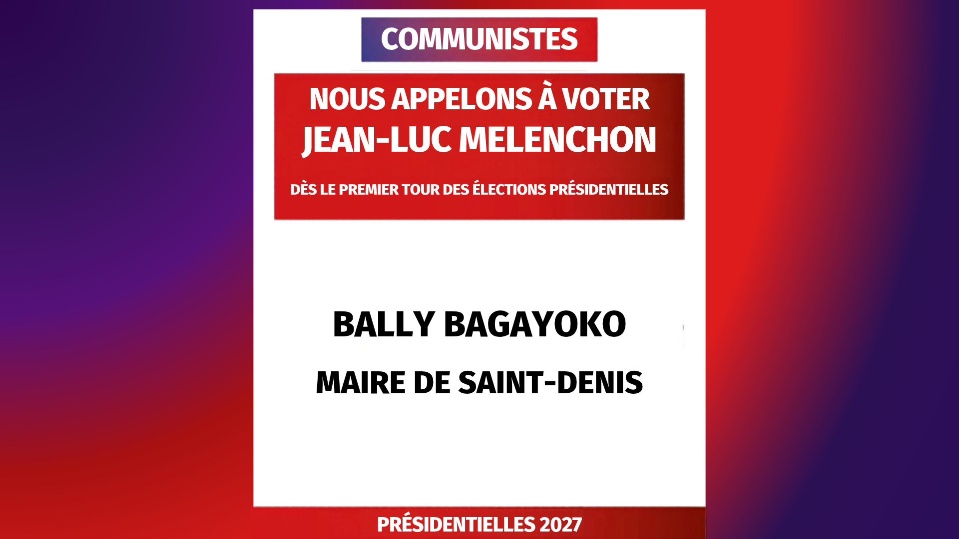 Appel de Bally Bagayoko à voter Jean-Luc Mélenchon image de l'article